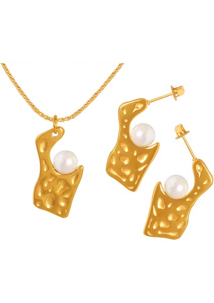 YUANYINGP1429 Altın Moda Etiketli Cam Boncuklu Kadın Takı Seti (Yurt Dışından)