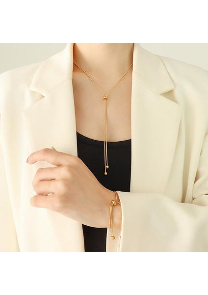 YUANYINGP554 Altın Çekmeli Tokalı Yılan Kemiği Zincir Kadın Takı Seti (Yurt Dışından) modelleri