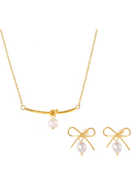 YUANYINGTXP095 Altın Ajurlu Fiyonklu Kadın Takı Seti (Yurt Dışından)