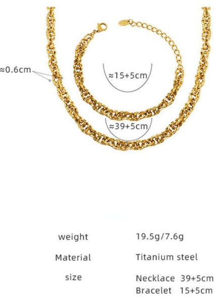 YUANYINGP1374 Altın Geçmeli Kalın Zincir Kadın Takı Seti (Yurt Dışından) fiyatları