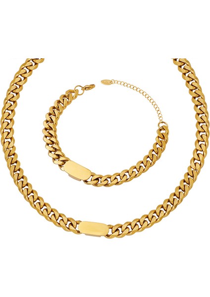 YUANYINGP852 Minimalist Altın Büyük Zincir Kadın Takı Seti (Yurt Dışından)