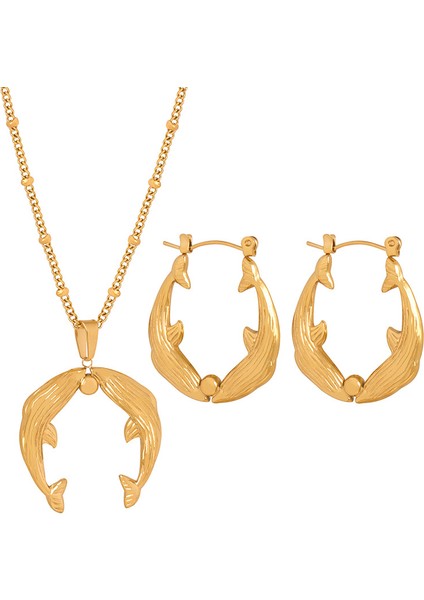 YUANYINGP1719 Altın Yunus Kolye Tasarım Kadın Takı Seti (Yurt Dışından)