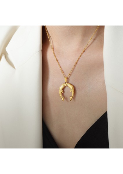 YUANYINGP1719 Altın Yunus Kolye Tasarım Kadın Takı Seti (Yurt Dışından) modelleri