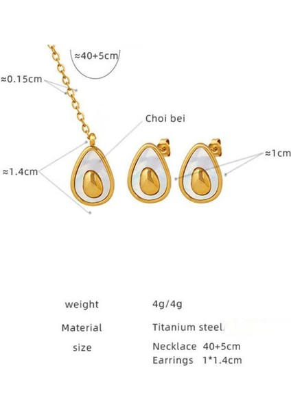 YUANYINGP261 Altın Avokado Şeklinde Kadın Takı Seti (Yurt Dışından) fiyatları