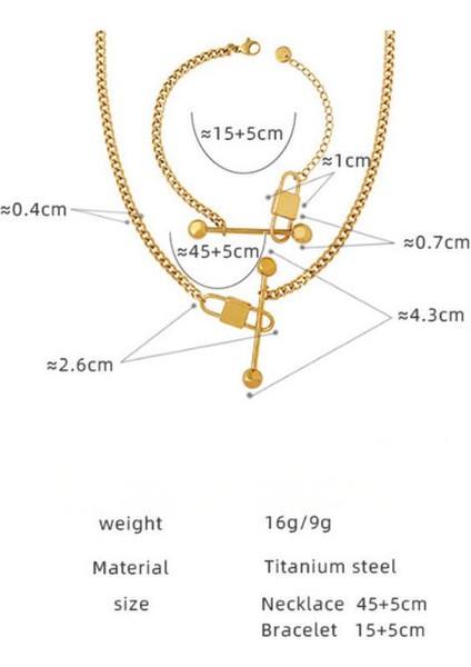 YUANYINGP1002 Altın Kilit Başlı Ince Bel Tasarım Kadın Takı Seti (Yurt Dışından) modelleri
