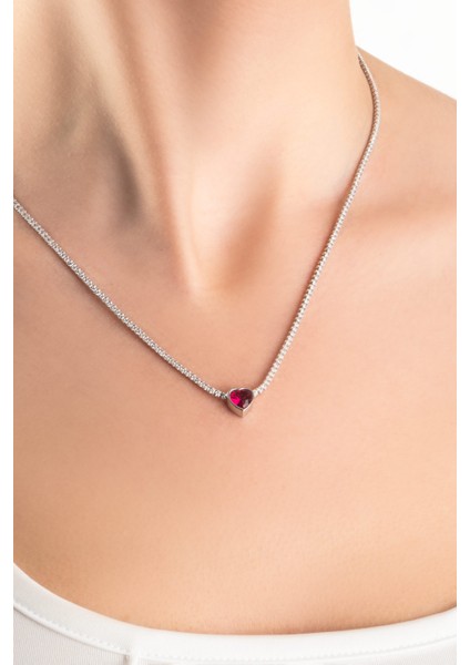 Fuşya Işıltısı 18 Ayar Beyaz Altın Kaplama 45 cm Gümüş Su Yolu Kolye fiyatları