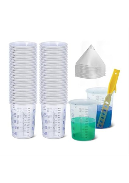 20 Oz (600 Ml) Plastik Ölçüm Kabı, 48 Bardak ve 50 Yaprak Filtre Kağıdı, 1 Boya Karıştırma Çubuğu, Boya Karıştırma, Reçine Için (Yurt Dışından)