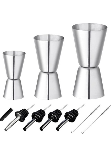 1 Set Kokteyl Ölçüm Kupaları Paslanmaz Çelik Çubuk Tedbir 3/4/5cl Iç Ölçeklendirme ile Küçük Jigger Çift Ölçüm Bardağı (Yurt Dışından)