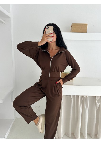 Beli Pensli Fermuarlı Şık Eşofman Takımı / Zip Detail Pleated Waist Elegant Tracksuit Set fiyatları