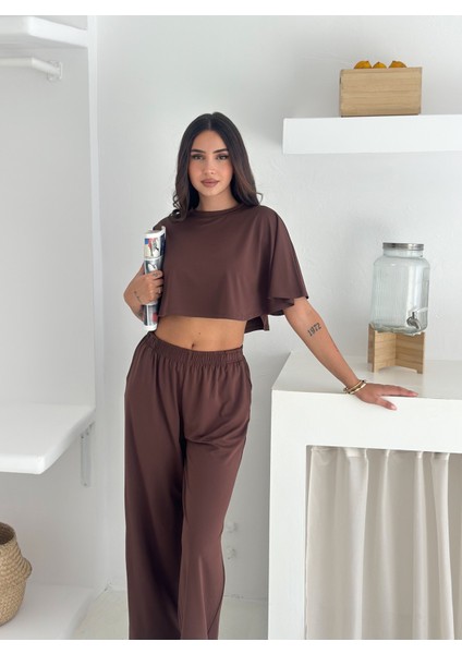 Kadın Iki Parça Salaş Takım – Crop Üst ve Bol Paça Pantolon – Yazlık Rahat Spor Takım fırsatları