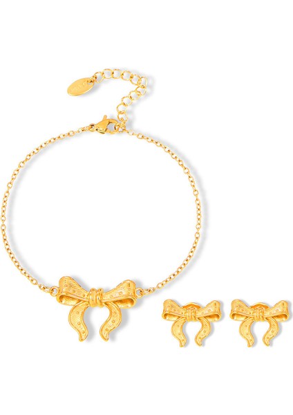 YUANYINGTXE055 Altın Dokulu Fiyonklu Kadın Takı Seti (Yurt Dışından)