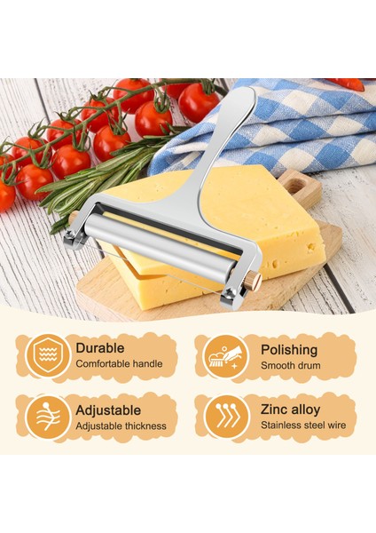 Peynir Dilimleyicisi, Yumuşak ve Yarı Sabit Peynirler Için Telli Ayarlanabilir Kalınlık Ağır Peynir Dilimleyiciler -4 Kesme Teli Dahil (Yurt Dışından) indirimleri