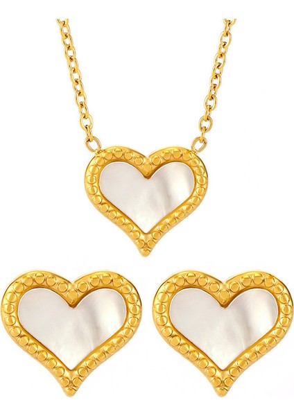 YUANYINGP2133 Altın Kabuk Kalp Kolye Kadın Takı Seti (Yurt Dışından)