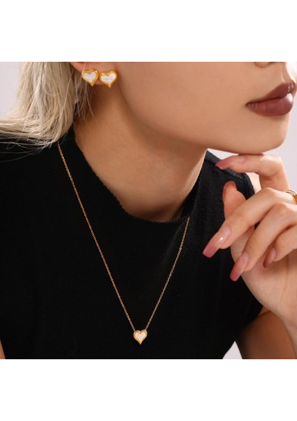 YUANYINGP2133 Altın Kabuk Kalp Kolye Kadın Takı Seti (Yurt Dışından) fiyatları