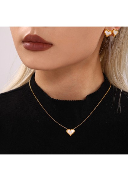 YUANYINGP2133 Altın Kabuk Kalp Kolye Kadın Takı Seti (Yurt Dışından) modelleri