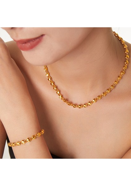 YUANYINGTXP058 Altın Kalp Örgü Zincir Kadın Takı Seti (Yurt Dışından) fiyatları