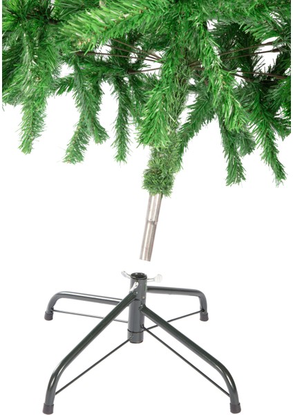 Yılbaşı Lüks Yeşil Çam Ağacı 150 cm – 320 Dal – Demir Ayaklı - Karışık Lüks Lüs Paketi - LED Işık modelleri