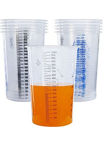 32 Oz (1000ML) Tek Kullanımlık Esnek Net Dereceli Plastik Karıştırma Bardağı Boya Reçine Epoksi Karışım Oranları Için Kullanılır, 25 Paket (Yurt Dışından) fiyatları