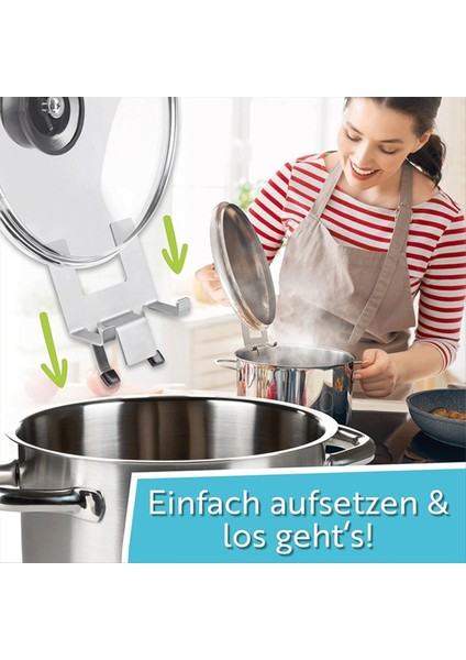 Steellaar Kapak Paslanmaz Çelik Kapak Tutucu Silikon Pad ile Kapak Braketi Standart Sakalar ve Tavalar Için Uygundur (Yurt Dışından) modelleri