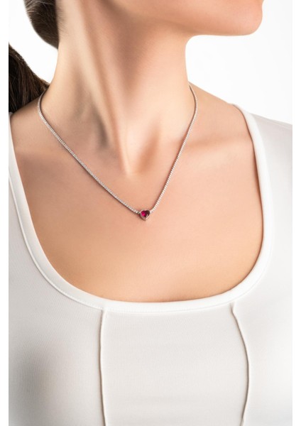 Fuşya Işıltısı 18 Ayar Beyaz Altın Kaplama 45 cm Gümüş Su Yolu Kolye fırsatları