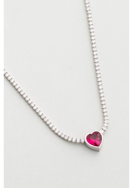 Fuşya Işıltısı 18 Ayar Beyaz Altın Kaplama 45 cm Gümüş Su Yolu Kolye indirimleri