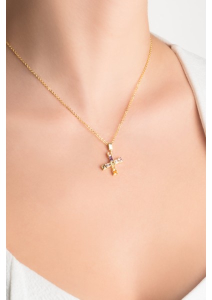 Mini x Harfi Günışığı Renkli 18 Ayar Sarı Altın Kaplama Gümüş Kolye Zirkon Taşlı Kadın fiyatları