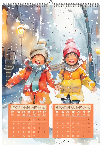 2026 Çocuk Odası Suluboya Duvar TAKVİMİ-A3EBAT