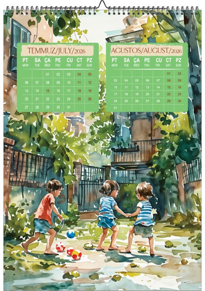 2026 Çocuk Odası Suluboya Duvar TAKVİMİ-A3EBAT fırsatları