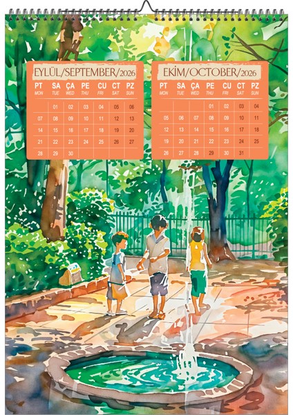 2026 Çocuk Odası Suluboya Duvar TAKVİMİ-A3EBAT indirimleri