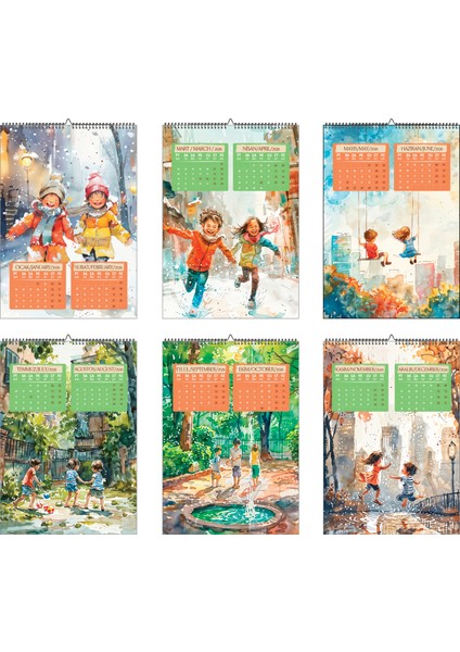 2026 Çocuk Odası Suluboya Duvar TAKVİMİ-A3EBAT