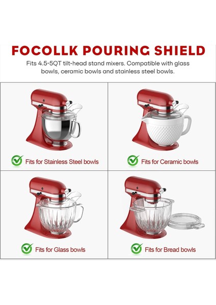 Kitchenaid Için Kalkanı Dökme 4.5-5qt Mikser Kasesi ve Kitchenaid Mikser Ekleri Için Karıştırma Kürek (Yurt Dışından) fırsatları