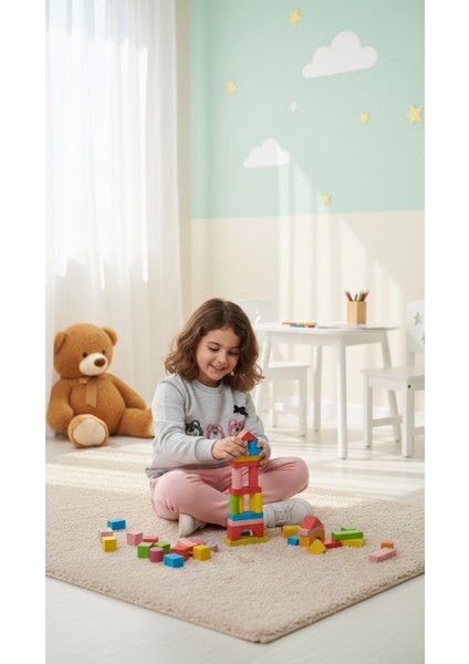 Kız Çocuk Ayıcık Baskılı Pamuklu Rahat Kesim Alt Üst Takım Sweatshirt fiyatları