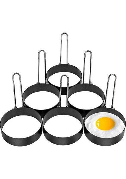 6 Paket Yumurta Halkası, Paslanmaz Çelik Yuvarlak Yumurta Yemek Halkaları Yapışmaz Kızartma Yumurta Yapıcı Kalıpları (Yurt Dışından)