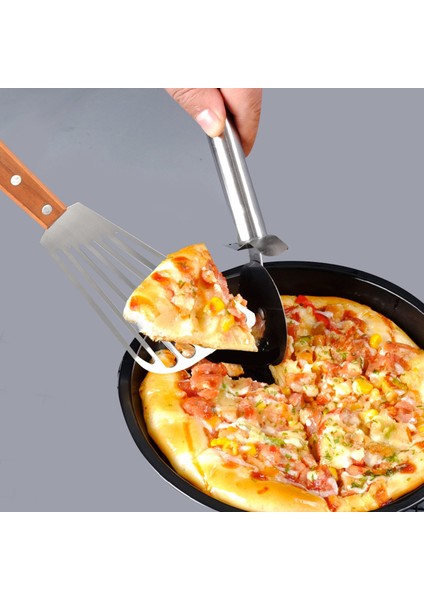 Paslanmaz Çelik Balık Spatula Turner, Ahşap Saplı Balık Spatula, Oluklu Turner, Mutfak Metal Spatula Kızartma Için (Yurt Dışından) fırsatları