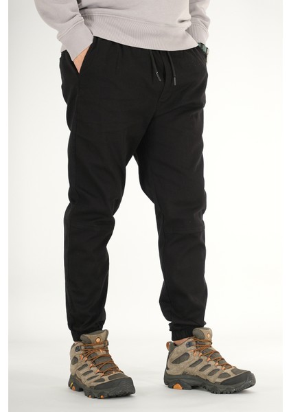 Erkek Siyah Jogger Pantolon Rahat Kesim Pamuklu Lastikli Paça Ipli fiyatları