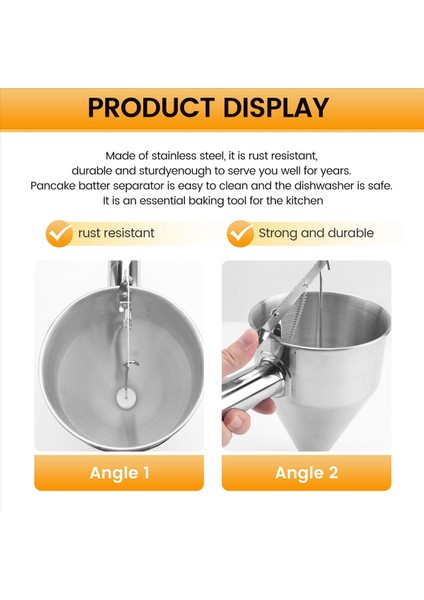 Gözleme Hamuru Dispanser, Çok Kalibre Paslanmaz Çelik Huni Kek Dispenseri Krep Için Harika, Pişmiş (Yurt Dışından) indirimleri