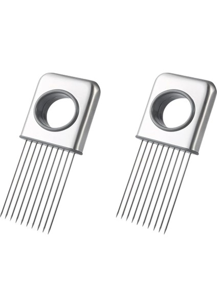 2pcs Paslanmaz Çelik Soğan Dilim Tutucu Soğan Kıyıcı Kesici Gevşek Et Pimi Sebze Dilimleyici Limon Patates Domates Için (Yurt Dışından)