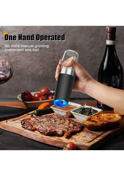 2pcs Tuz ve Biber Öğütücü Elektrik Yerçekimi Öğütücü Doldurulabilir Otomatik Değirmen Seti Ayarlanabilir Kaba LED Işık A (Yurt Dışından) fırsatları