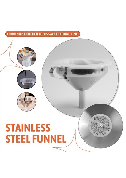 5.1 Inç 304 Paslanmaz Çelik Mutfak Hunisi, Sıvı Aktarmak Için 200 Örgü Gıda Filtresi Süzgeç, Yağ, Reçel Yapmak (Yurt Dışından) indirimleri
