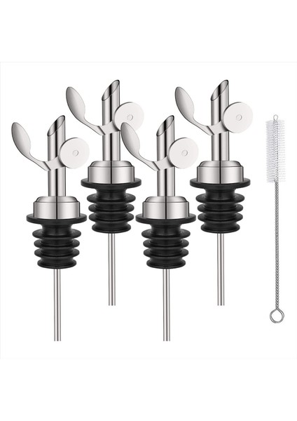 4 Adet Paslanmaz Çelik Şişe Dökücüler, Kendini Kapatan Zeytinyağı Dağıtıcı Spout, Otomatik Flip Özellik Likör Dökme Tabakaları Gümüş (Yurt Dışından)