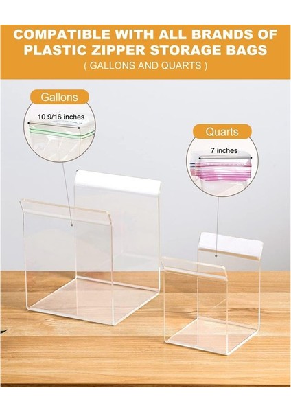 Fermuar Kapatma Torbası Tutucu, Yiyecek Hazırlık Çantası Doldurucu Dondurucu Çantası Standı Için Bol Raf Tutucu, Hem Quart Hem De Galonla Geliyor (Yurt Dışından) modelleri