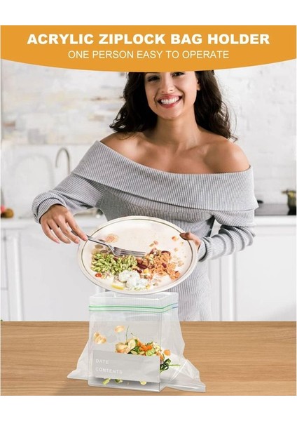 Fermuar Kapatma Torbası Tutucu, Yiyecek Hazırlık Çantası Doldurucu Dondurucu Çantası Standı Için Bol Raf Tutucu, Hem Quart Hem De Galonla Geliyor (Yurt Dışından) indirimleri