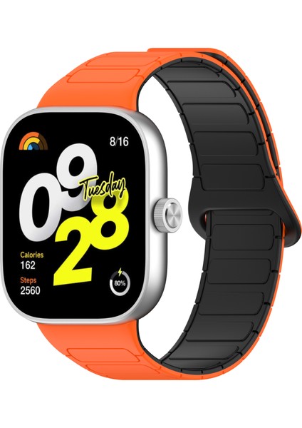 Xiaomi Akıllı Bileklik 9 Pro/akıllı Bileklik 8 Pro/redmi Watch 4 Manyetik Saat Kayışı Için Silikon Bant - Turuncu + Siyah (Yurt Dışından) fırsatları