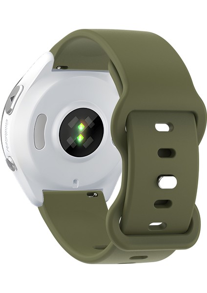 Evrensel 18 mm Düz Renkli Silikon Kayış Şeklinde Tokalı Akıllı Saat Kordonu - Ordu Yeşili (Yurt Dışından)