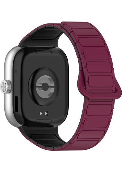 Xiaomi Akıllı Bileklik 9 Pro/akıllı Bileklik 8 Pro/redmi Watch 4 Manyetik Saat Kayışı Için Silikon Bant - Şarap Kırmızısı + Siyah (Yurt Dışından)