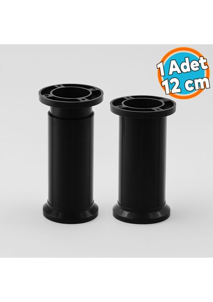 Plastik Ayak Dolap Mobilya Tezgah Yükseltici Yükseltme Ayağı Ayarlanabilir 1 Adet 12 cm Siyah