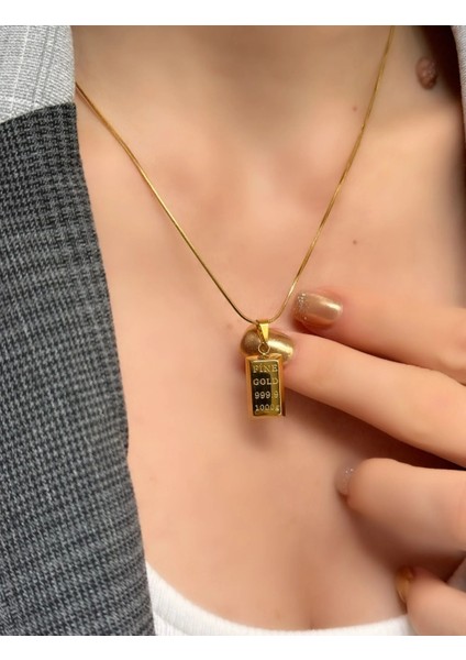 Lente Aksesuar Çelik Yılan Zincir Külçe Kolye Trend Kadın Takı Trend Kolye