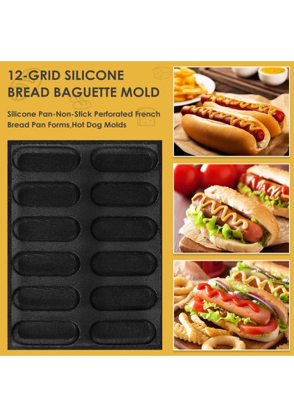 Silikon Pan-Yapışmaz Delikli Fransız Ekmek Tava Formları, Sosisli Sandviç Kalıpları, Pişirme Astarları Mat Ekmek Kalıp (Yurt Dışından) fırsatları