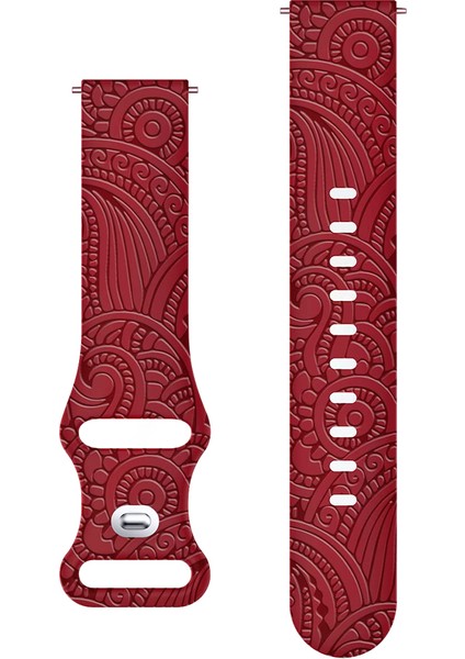 Carven Desenli Silikon Bileklik Kayışı Evrensel Akıllı Bileklik Bandı 20MM - Kırmızı (Yurt Dışından)