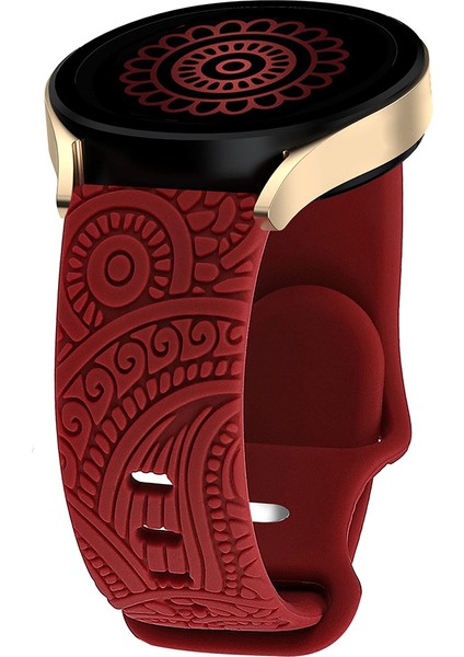 Carven Desenli Silikon Bileklik Kayışı Evrensel Akıllı Bileklik Bandı 20MM - Kırmızı (Yurt Dışından) fiyatları